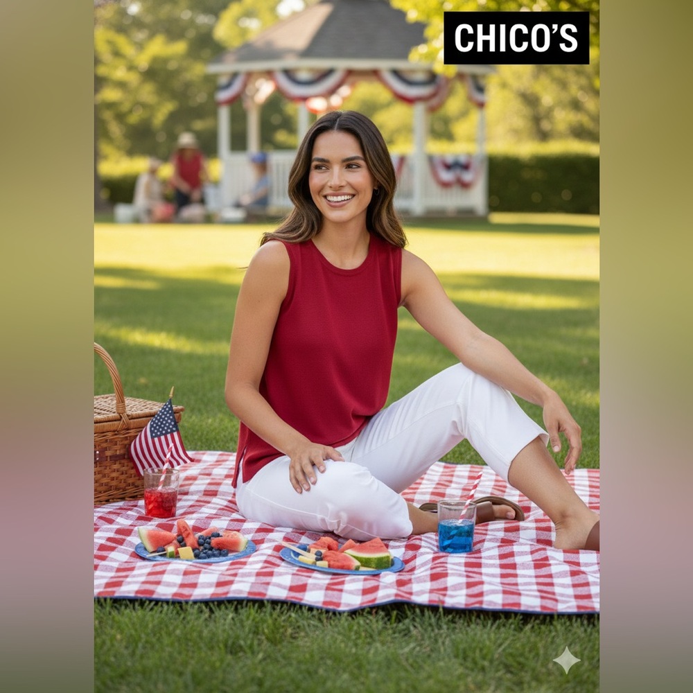 Chico's Vibrant Red Knit Tank Top
